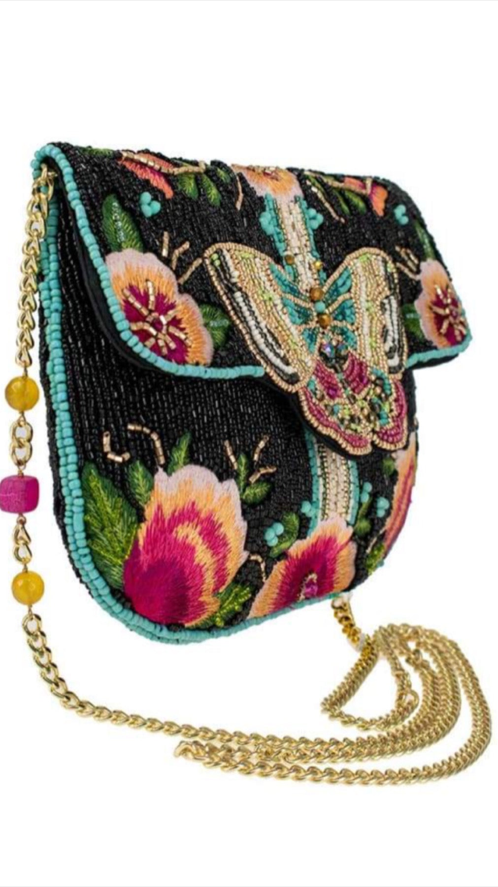 Mary Frances Beaded Black Dream Chaser Butterfly Crossbody Clutch Mary Frances Butterfly Purse