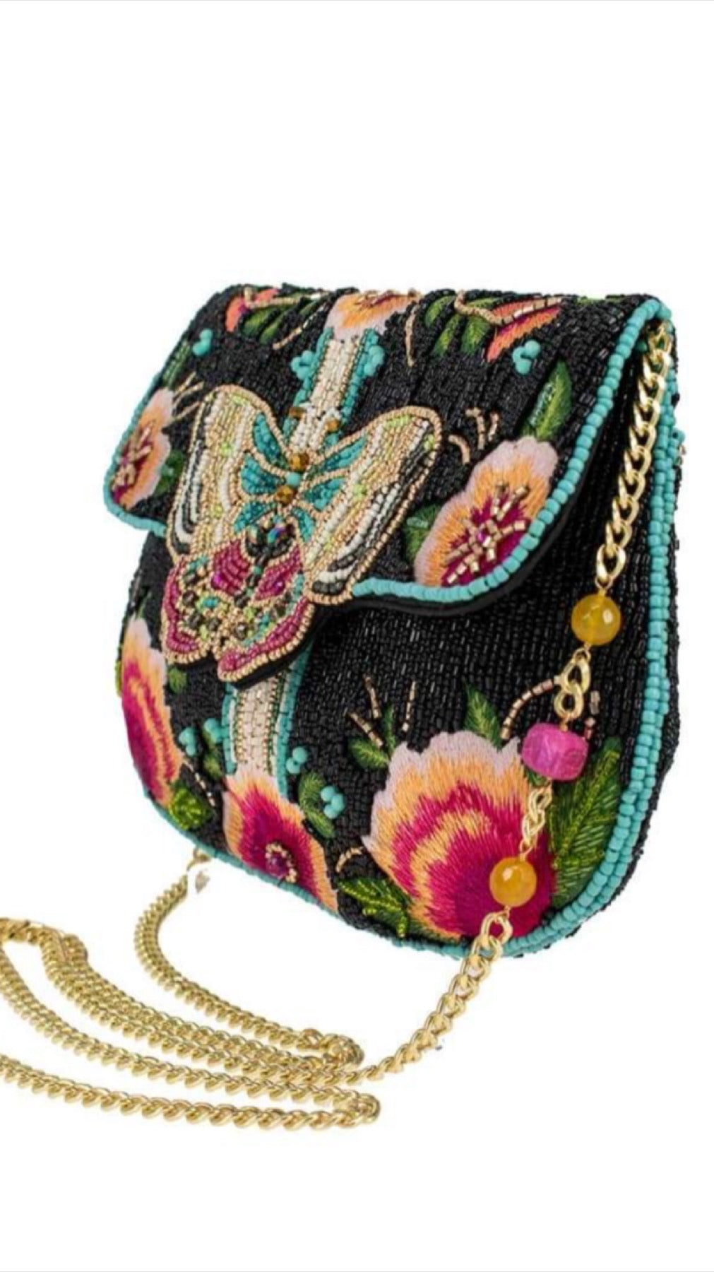 Mary Frances Beaded Black Dream Chaser Butterfly Crossbody Clutch Mary Frances Butterfly Purse