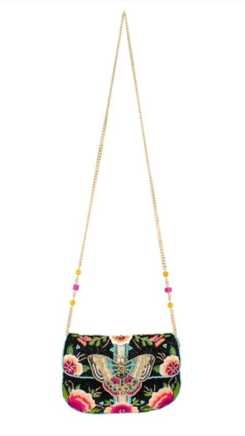 Mary Frances Beaded Black Dream Chaser Butterfly Crossbody Clutch Mary Frances Butterfly Purse