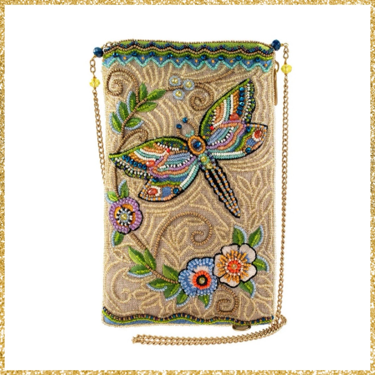 Mary Frances Beaded Dragonfly Soaring Spirit Crossbody Phone Bag Mary Frances Dragonfly Purse