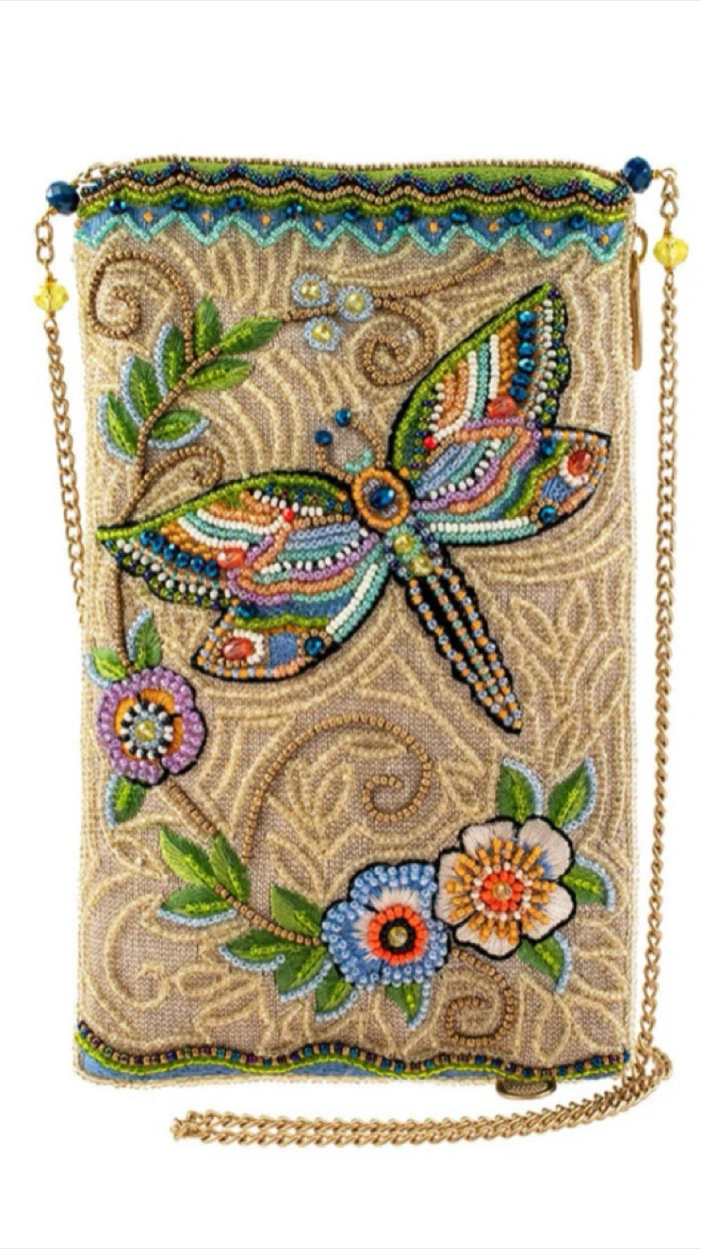 Mary Frances Beaded Dragonfly Soaring Spirit Crossbody Phone Bag Mary Frances Dragonfly Purse