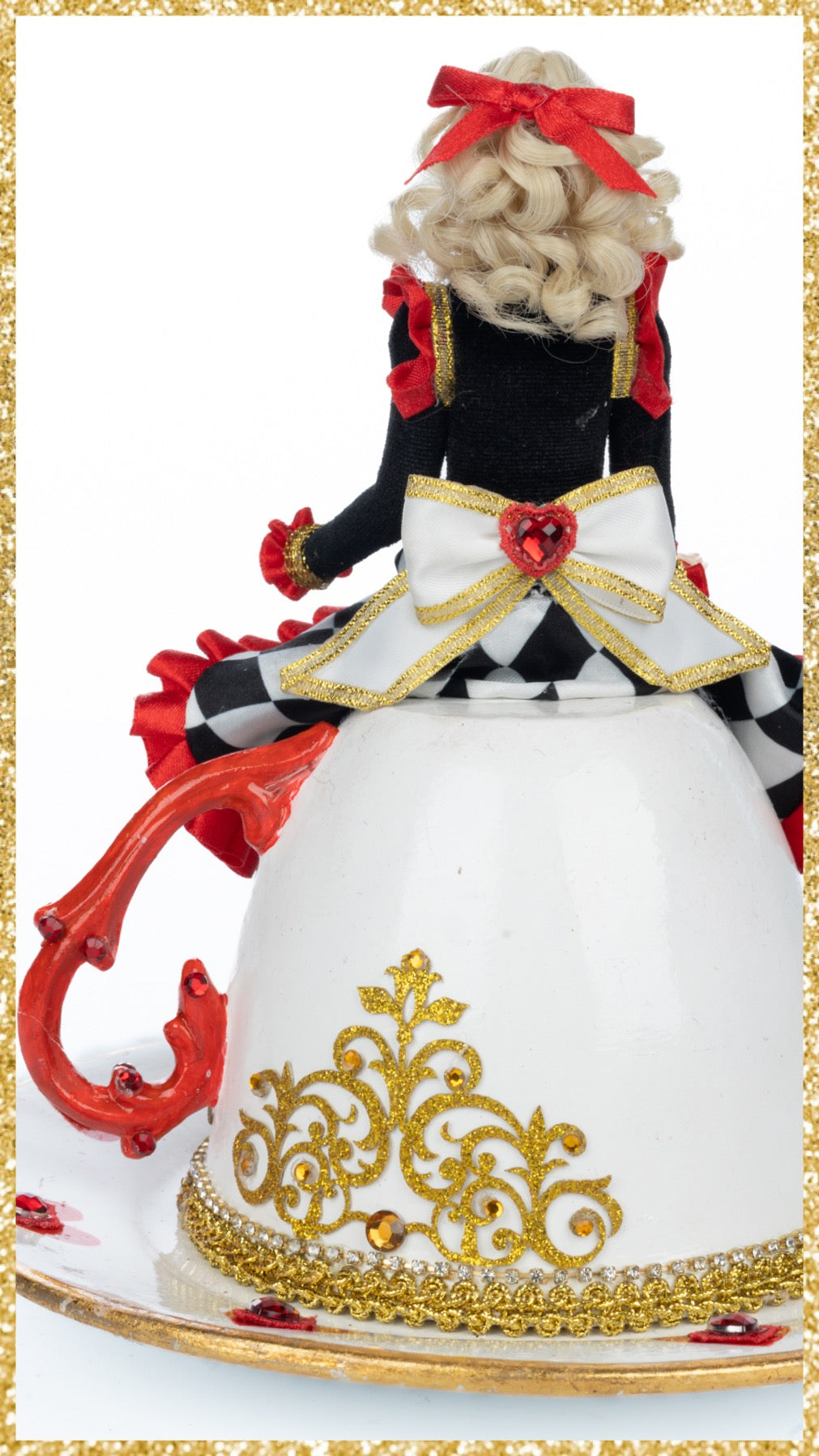 Katherine's Collection Alice on Teacup Red Hearts Katherine's Collection Hearts and Wonderland