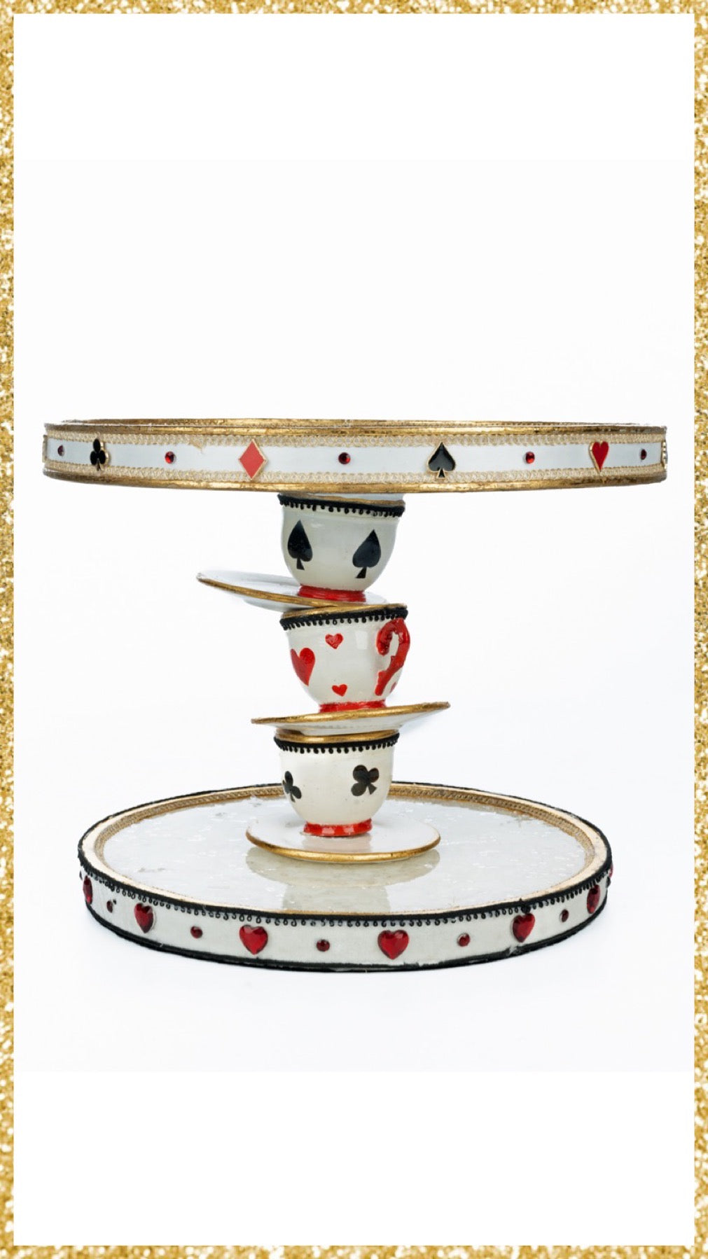 Katherine's Collection Topsy Turvy Teacup Cake Plate Katherine's Collection Hearts and Wonderland