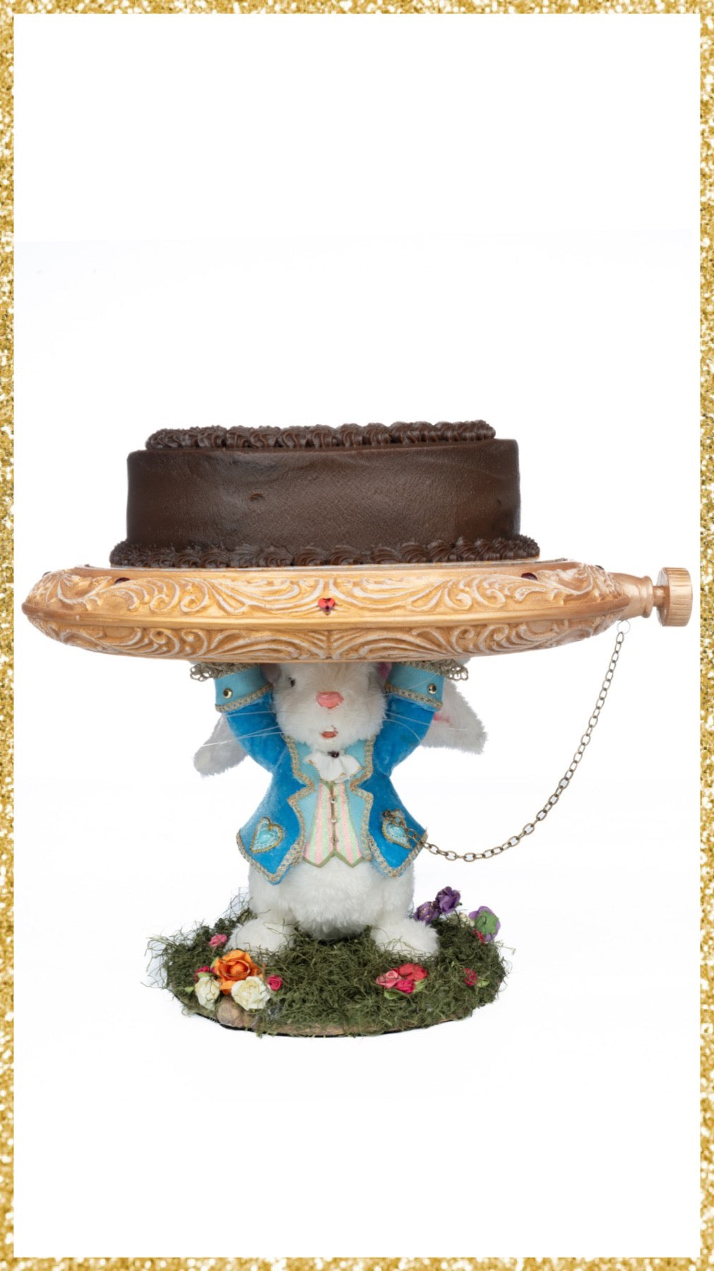 Katherine's Collection White Rabbit Cake Plate Katherine's Collection Hearts and Wonderland
