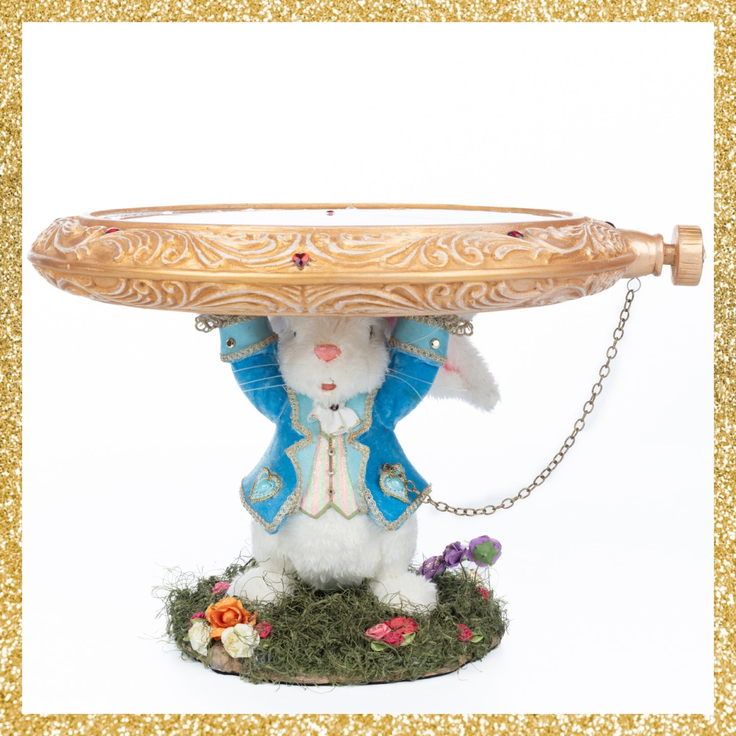 Katherine's Collection White Rabbit Cake Plate Katherine's Collection Hearts and Wonderland