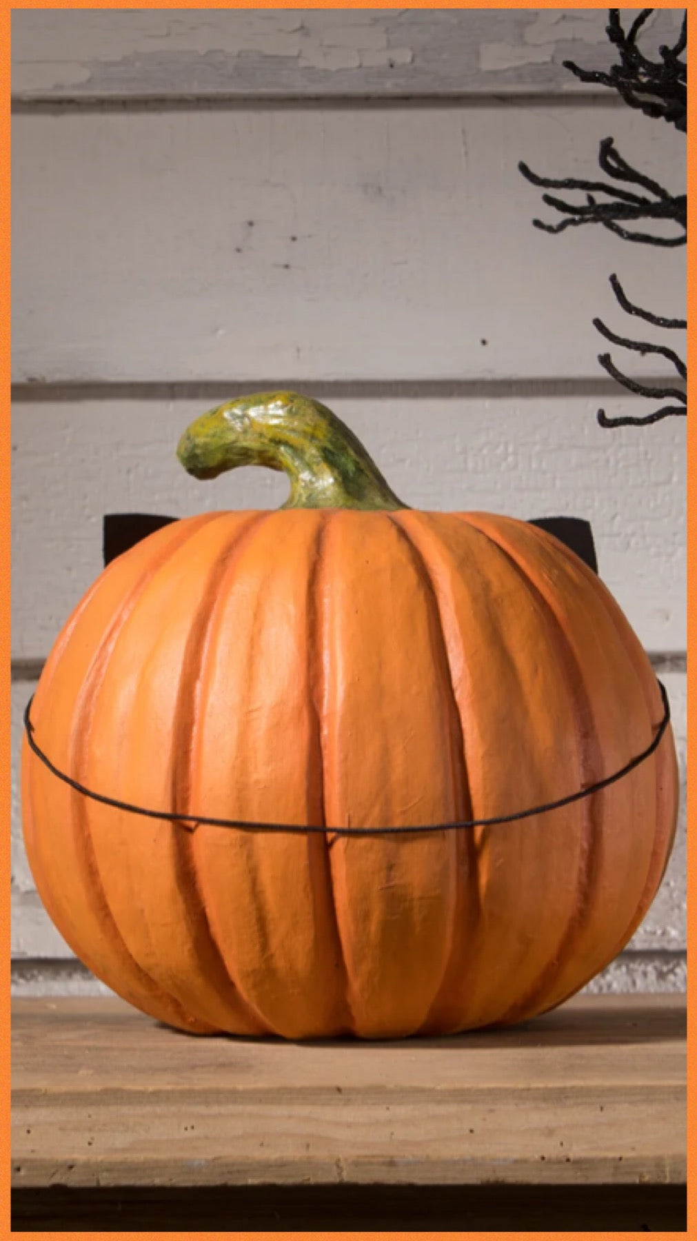 Bethany Lowe Cat Masquerade Pumpkin Orange Jack O' Lantern Bethany Lowe Halloween Orange Cat Pumpkin Decoration