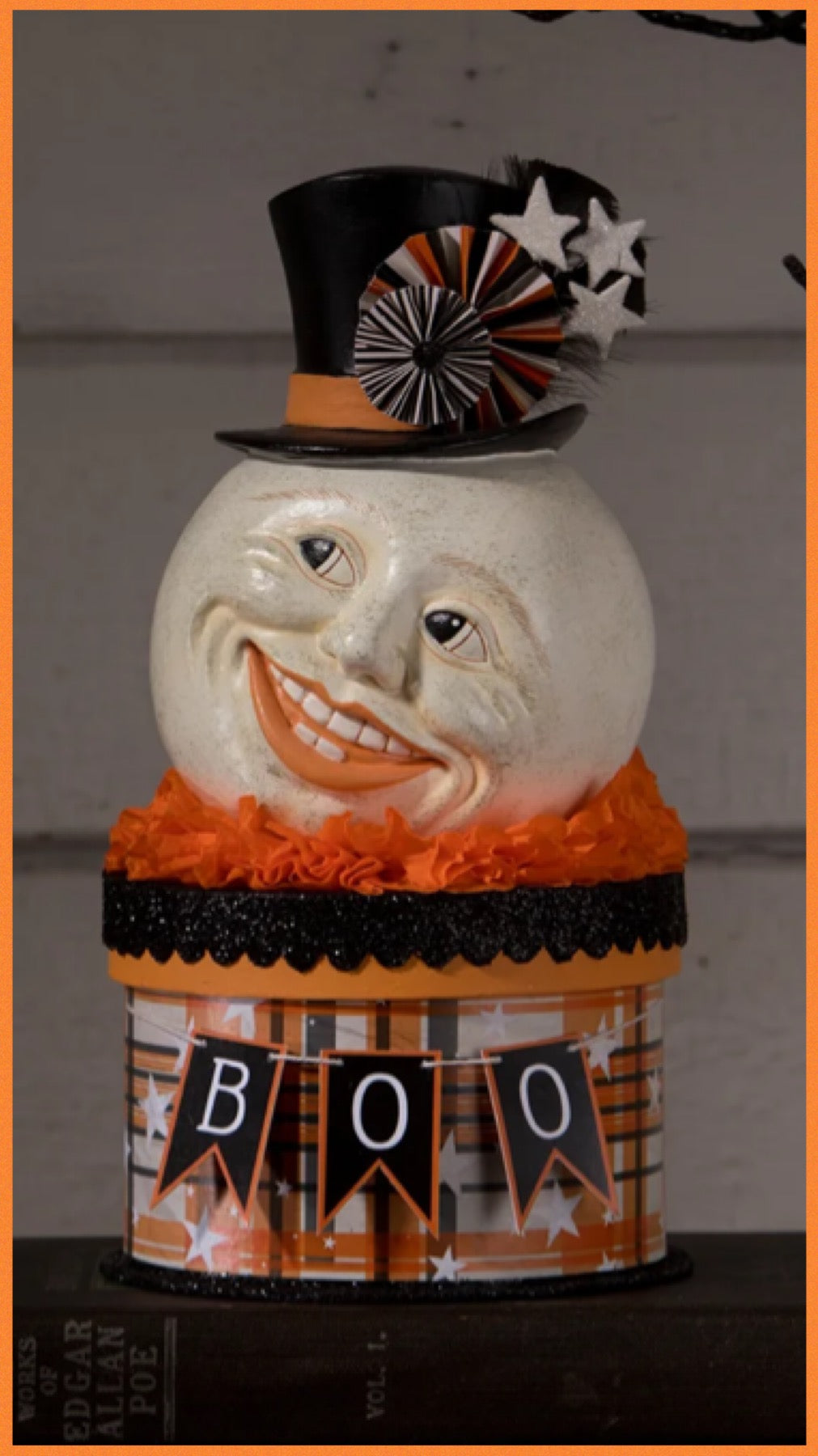 Bethany Lowe Halloween Moon Man on Box Bethany Lowe Moon Man on Trinket Candy Box Halloween Decoration