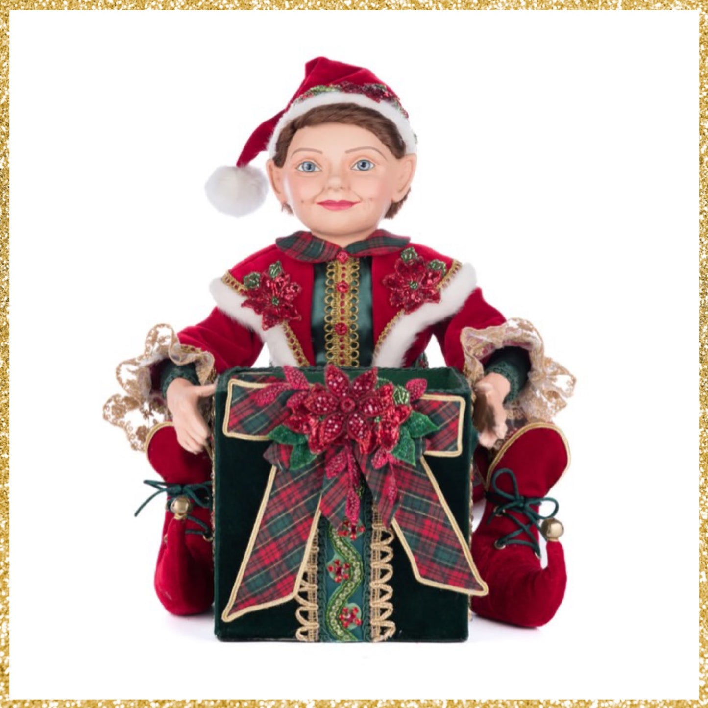 Katherine's Collection Holiday Magic Elf Holding Gift Candy Bowl Katherine's Collection Christmas Elf Candy Christmas Bowl