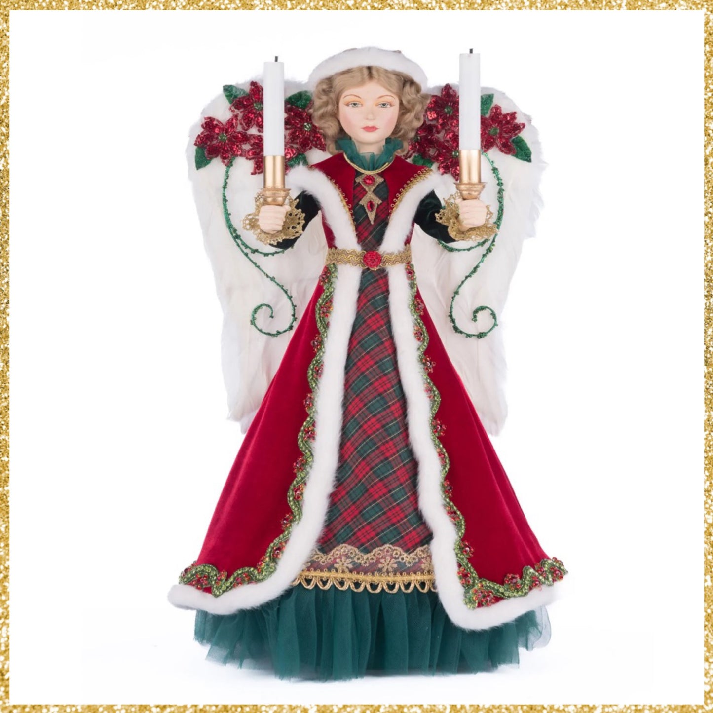 Katherine's Collection Holiday Magic Penelope Poinsettia Angel Tree Topper Katherine's Collection Christmas Angel Tree Topper