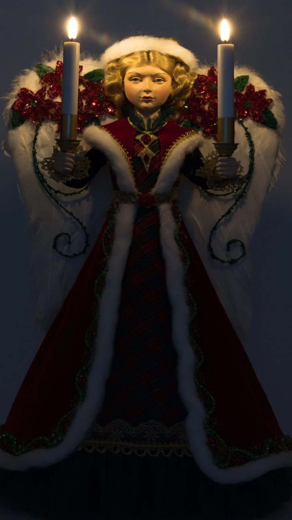 Katherine's Collection Holiday Magic Penelope Poinsettia Angel Tree Topper Katherine's Collection Christmas Angel Tree Topper