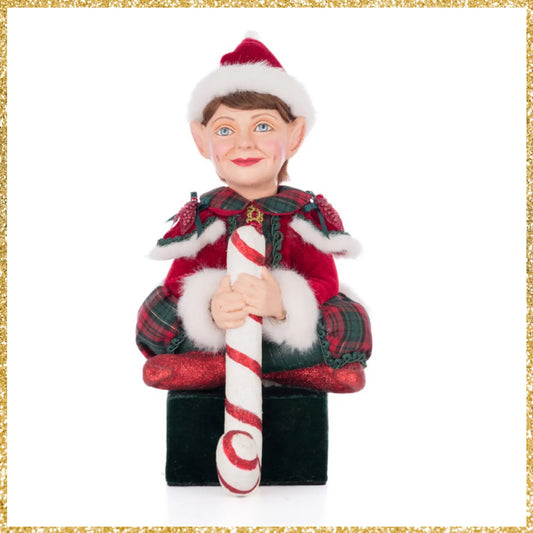Katherine's Collection Holiday Magic Sitting Elf With Gift Box Stocking Holder   Katherine's Collection Elf Christmas Stocking Holder