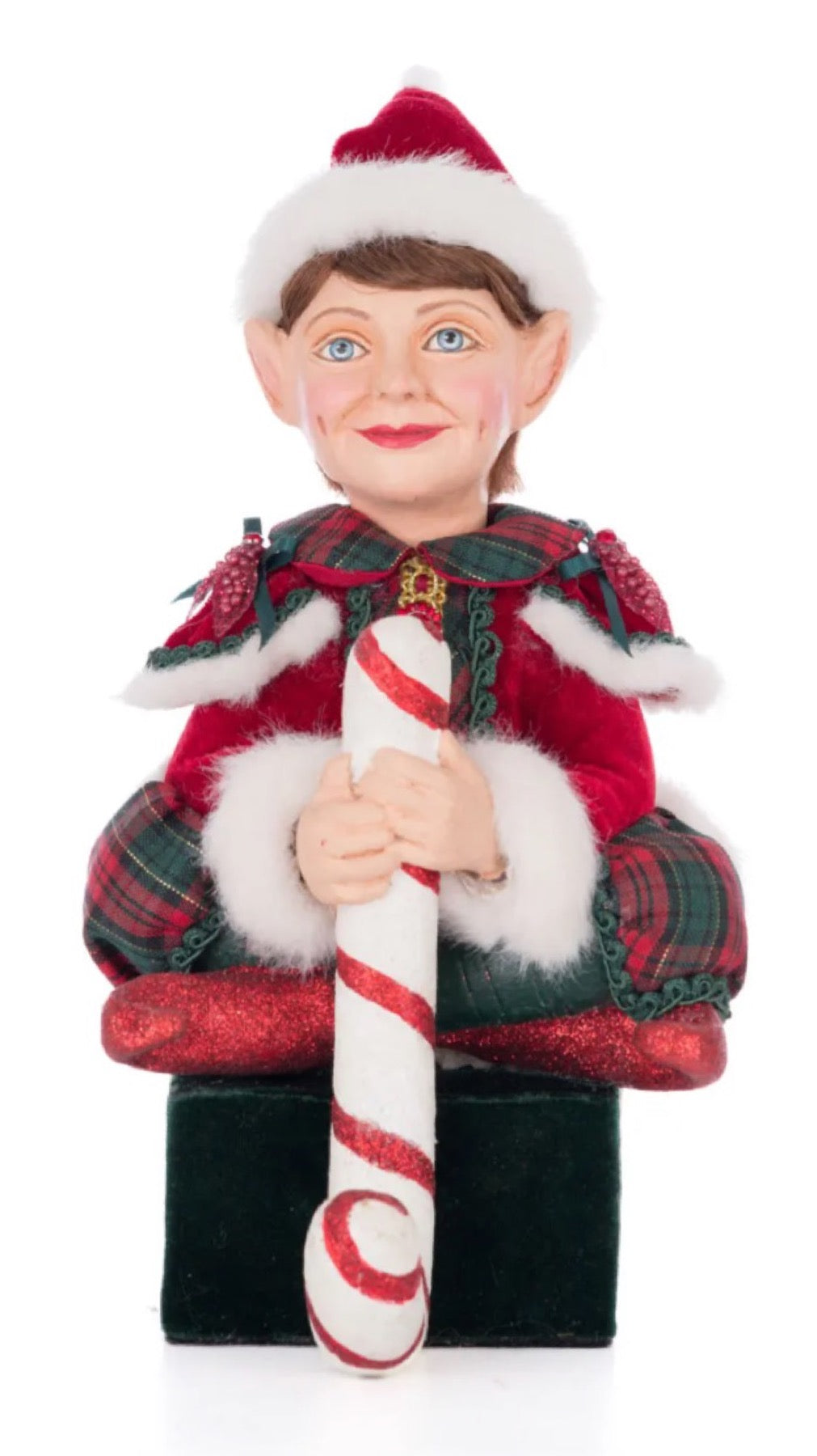 Katherine's Collection Holiday Magic Sitting Elf With Gift Box Stocking Holder Katherine's Collection Elf Christmas Stocking Holder