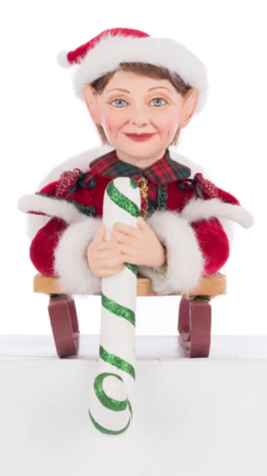Katherine's Collection Holiday Magic Laying Elf On Sleigh Stocking Holder Katherine's Collection Elf Christmas Stocking Holder