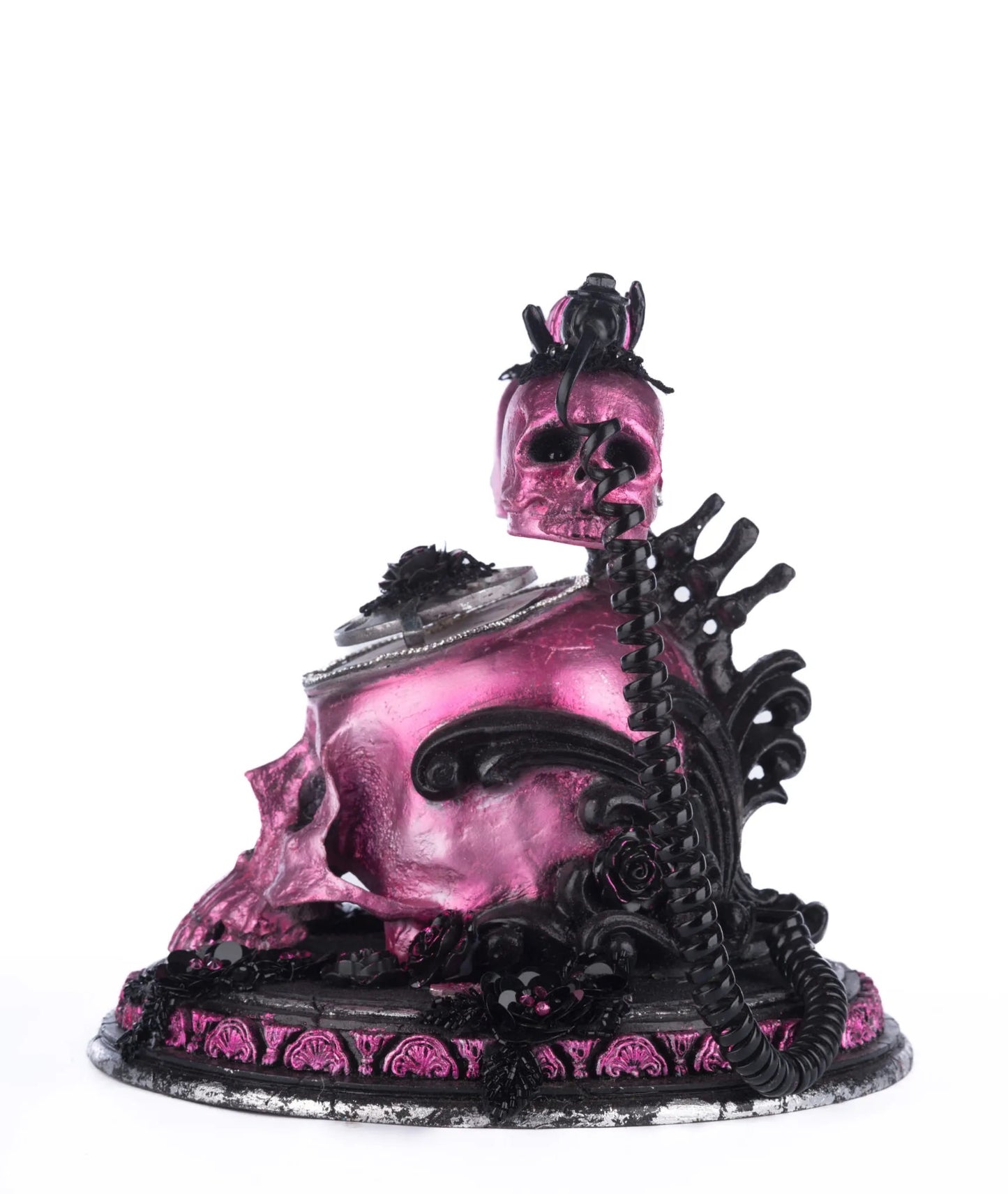 Katherine's Collection Skull And Roses Phone Tabletop Katherine's Collection Halloween Pink Skull Phone