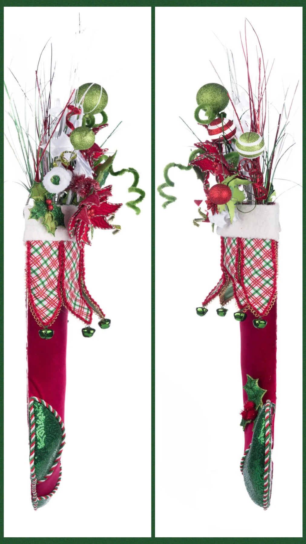 Katherine's Collection Village Of Holly Woods Stocking With Floral Wall Piece Katherine's Collection Christmas Stocking Wall Hanging