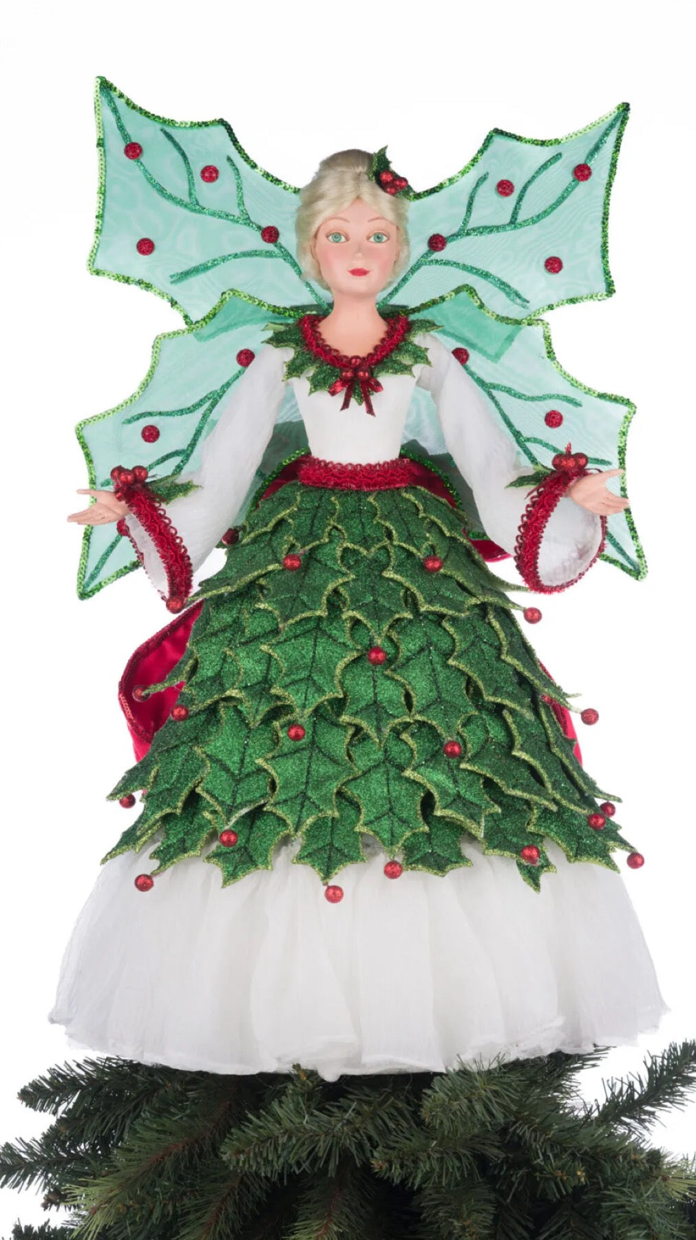 Katherine's Collection Village Of Holly Woods Holly Berry Fairy Tree Topper Katherine's Collection Christmas Fairy