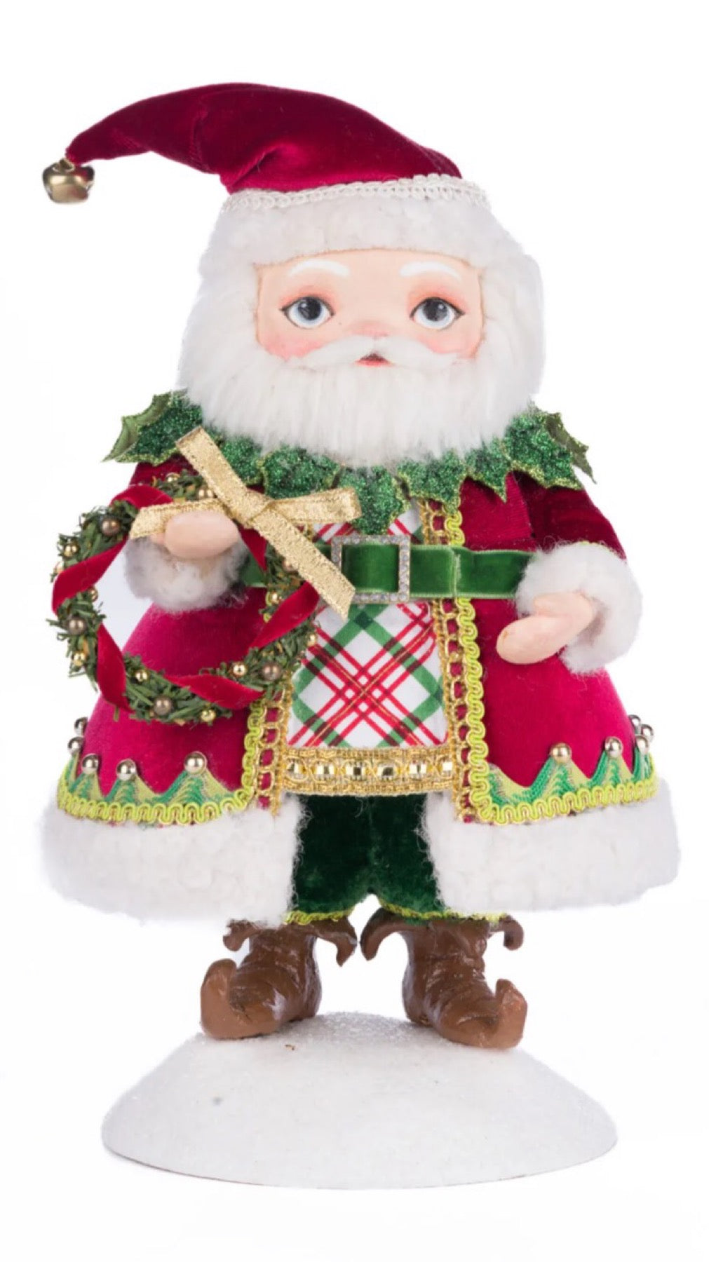 Katherine's Collection Village Of Holly Woods Silly Santa With Wreath Katherine's Collection Santa Figure with Wreath