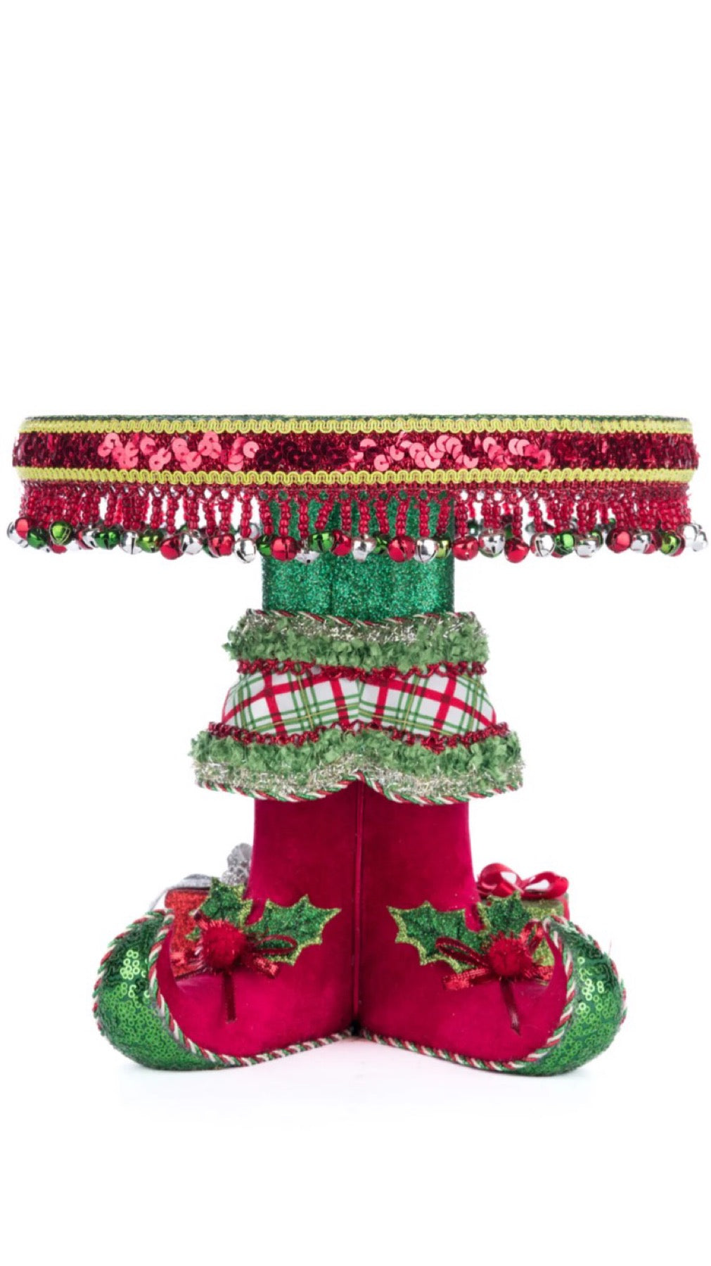Katherine's Collection Village Of Holly Woods Elf Boots Cake Plate Katherine's Collection Elf Christmas Cake Plate
