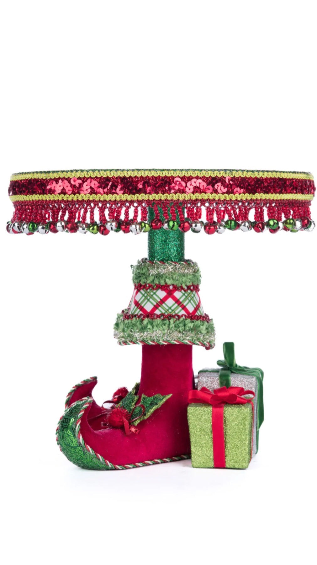 Katherine's Collection Village Of Holly Woods Elf Boots Cake Plate Katherine's Collection Elf Christmas Cake Plate