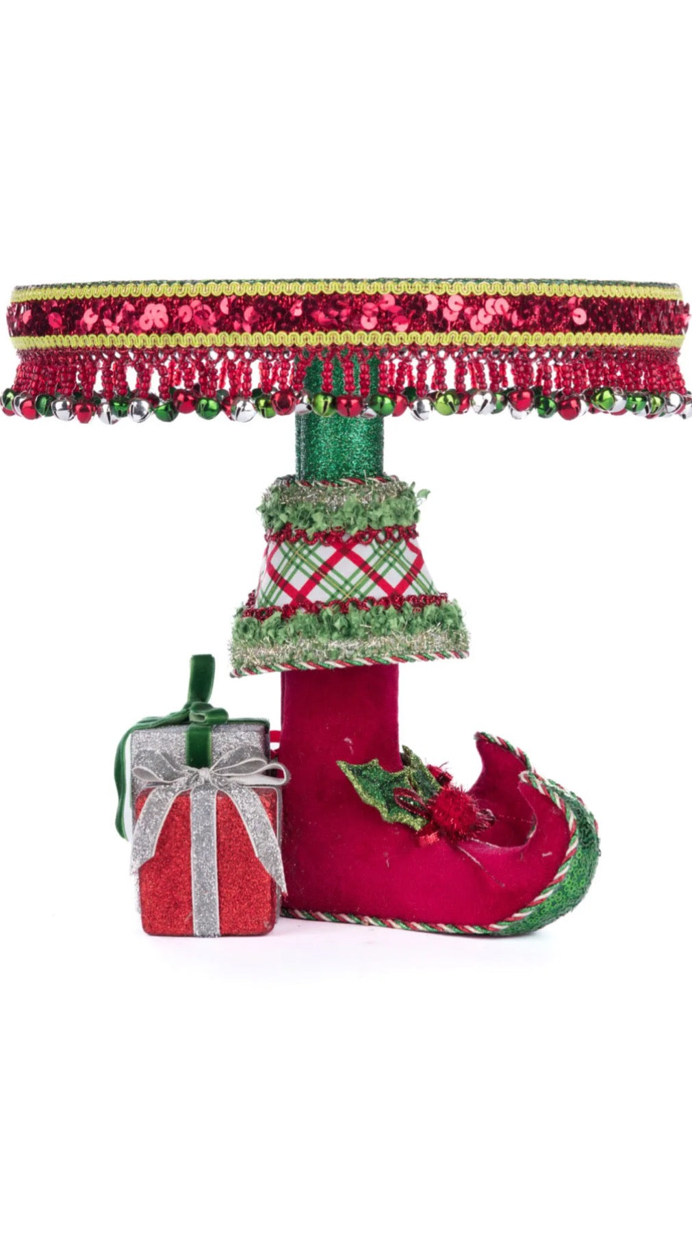 Katherine's Collection Village Of Holly Woods Elf Boots Cake Plate Katherine's Collection Elf Christmas Cake Plate
