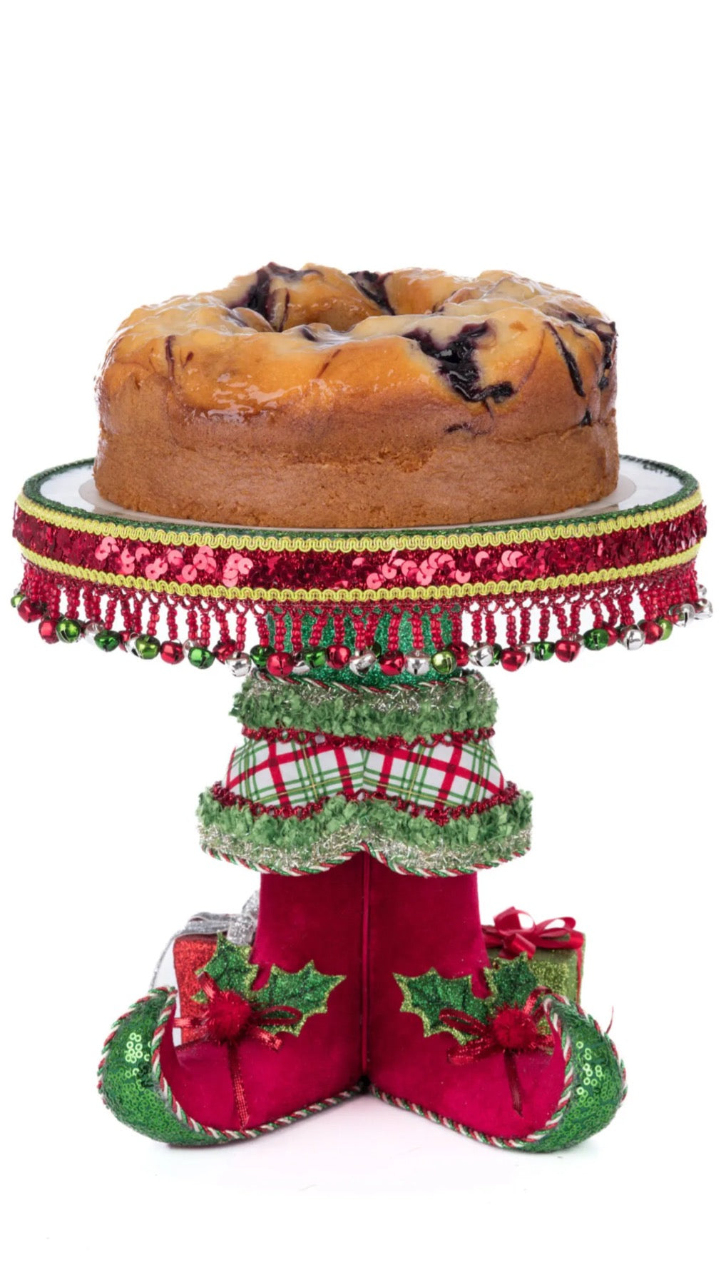 Katherine's Collection Village Of Holly Woods Elf Boots Cake Plate Katherine's Collection Elf Christmas Cake Plate