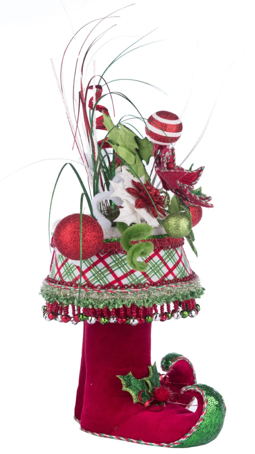 Katherine's Collection Village Of Holly Woods Elf Boots Tabletop Container with Floral Katherine's Collection Christmas Elf Container