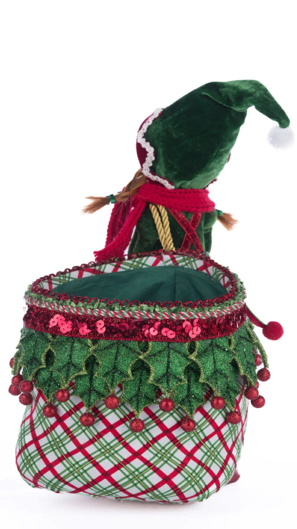 Katherine's Collection Village Of Holly Woods Winter Snowdrop Elf With Bag Katherine's Collection Christmas Elf Decoration