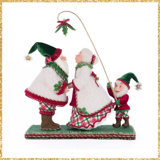 Katherine's Collection Village Of Holly Woods Mr. And Mrs. Claus Under The Mistletoe   Katherine's Collection Christmas Mr. And Mrs. Claus