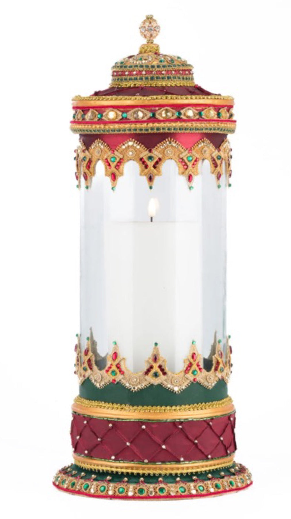 Katherine's Collection Christmas Castle Hurricane Candle Holder Tabletop Katherine's Collection Christmas Pillar Candle Holder