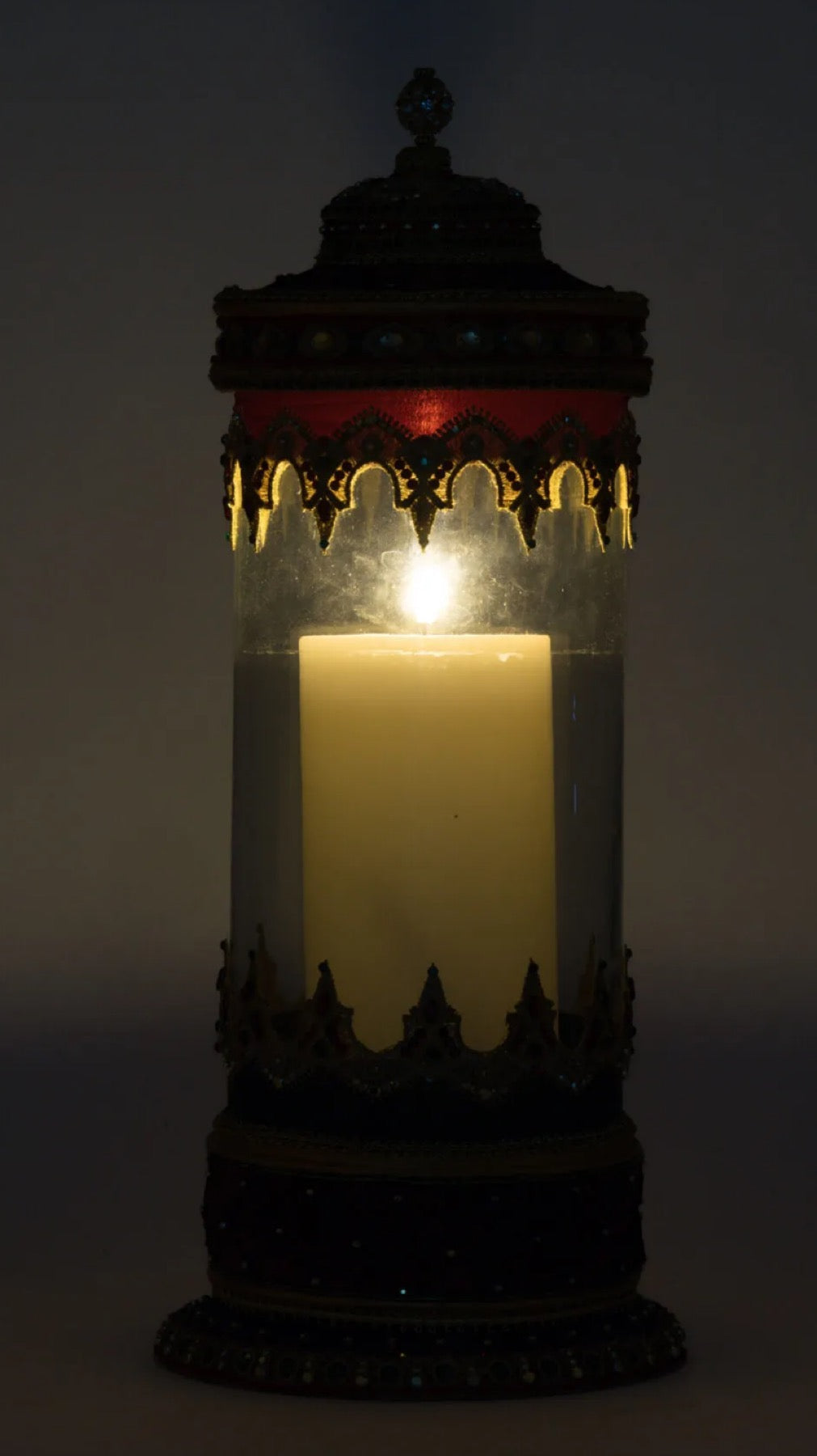 Katherine's Collection Christmas Castle Hurricane Candle Holder Tabletop Katherine's Collection Christmas Pillar Candle Holder