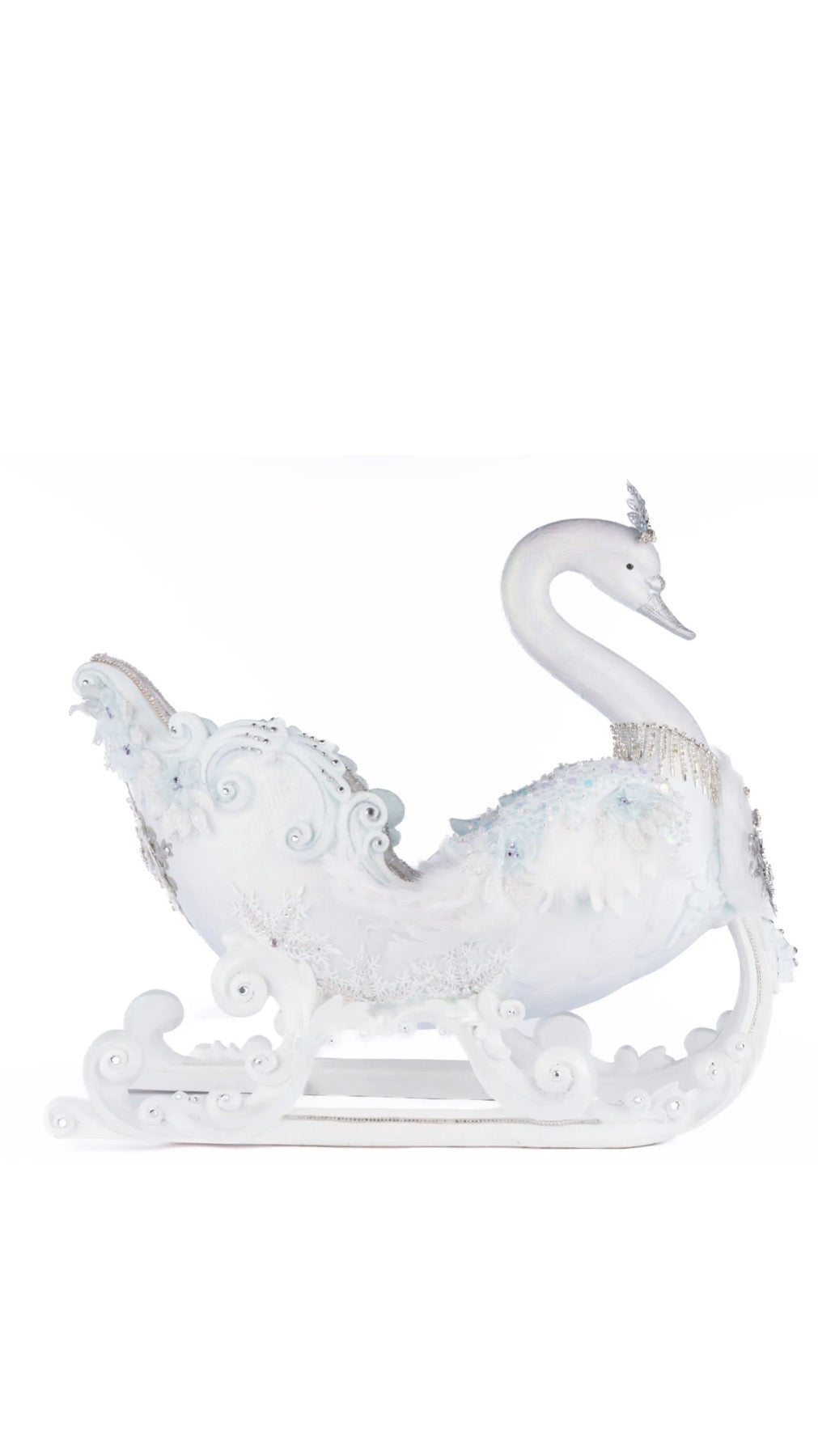 Katherine's Collection Crystal Kingdom Dazzling Swan Sleigh Katherine's Collection Christmas Winter Swan Sleigh Decor