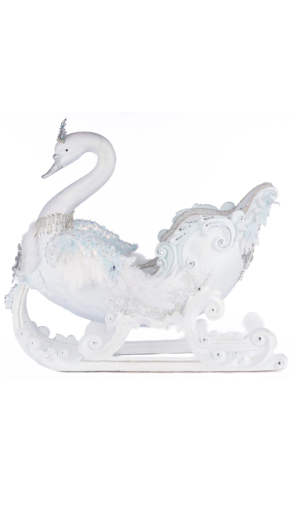 Katherine's Collection Crystal Kingdom Dazzling Swan Sleigh Katherine's Collection Christmas Winter Swan Sleigh Decor