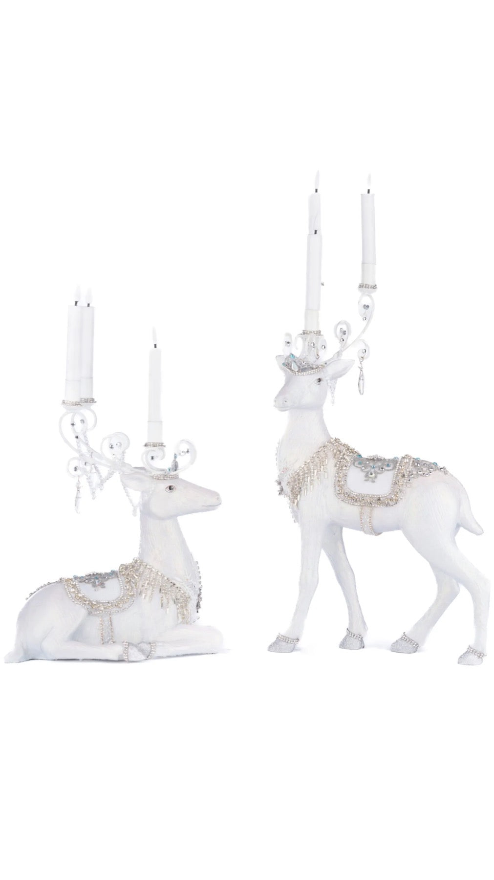 Katherine's Collection Crystal Kingdom Christmas Deer Candle Holder Assorted Set Of 2 Katherine's Collection Christmas Winter Reindeer Candle Holders