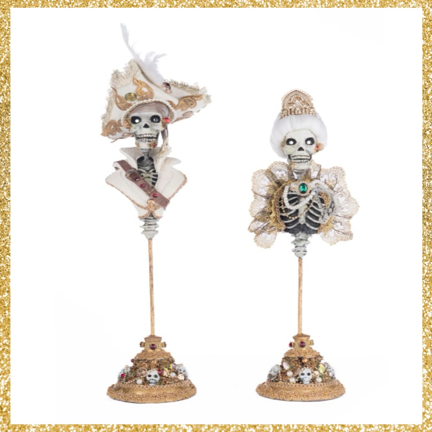 Katherine's Collection Male and Female Skeleton Bust Tabletop Katherine's Collection Halloween Skeleton Pirate Bust