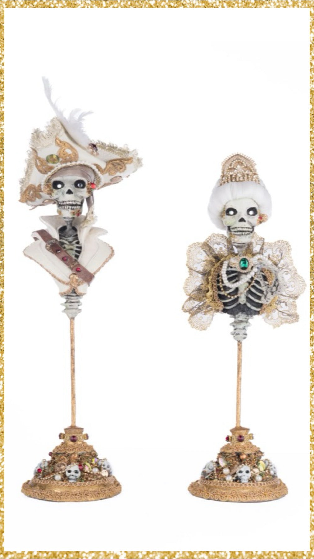 Katherine's Collection Male and Female Skeleton Bust Tabletop Katherine's Collection Halloween Skeleton Pirate Bust