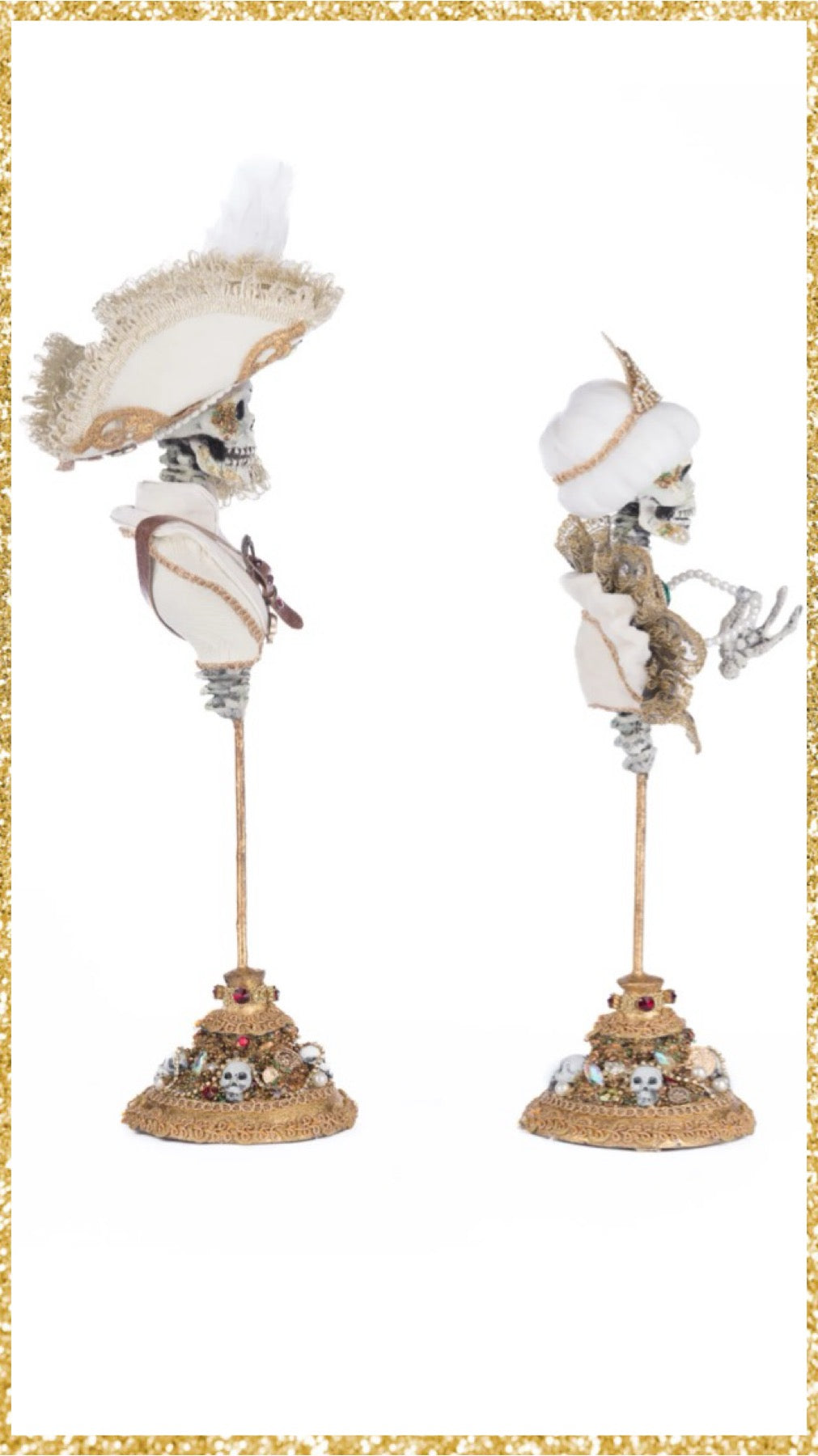 Katherine's Collection Male and Female Skeleton Bust Tabletop Katherine's Collection Halloween Skeleton Pirate Bust