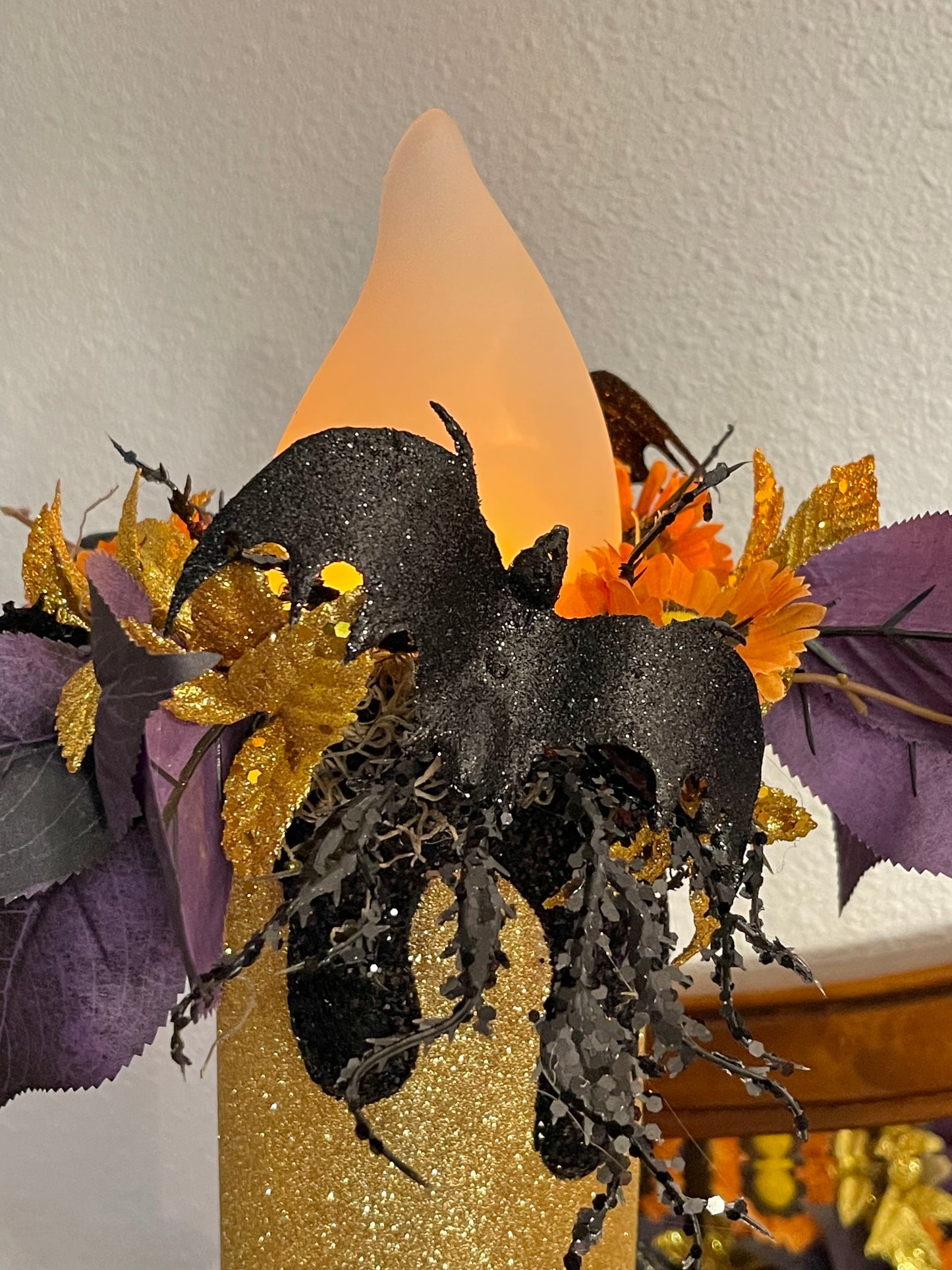 Creepy Hands Halloween Flameless Candle Pillar Decoration 24 inch Large Halloween Glittery Battery Operated Candle Decor