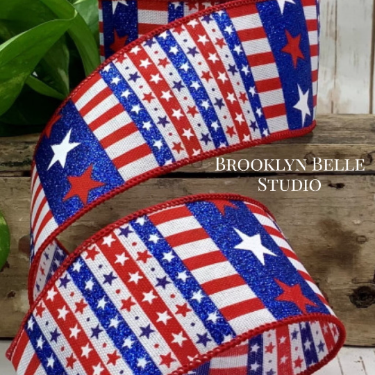 Patriotic Striped Red White and Blue Ribbon