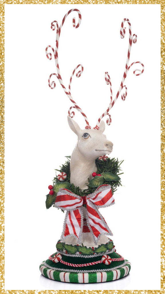 Katherine's Collection Peppermint Palace Deer Head with Wreath