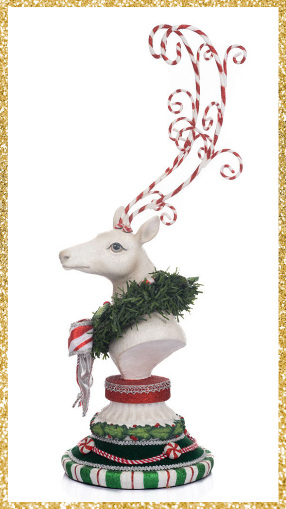 Katherine's Collection Peppermint Palace Deer Head with Wreath
