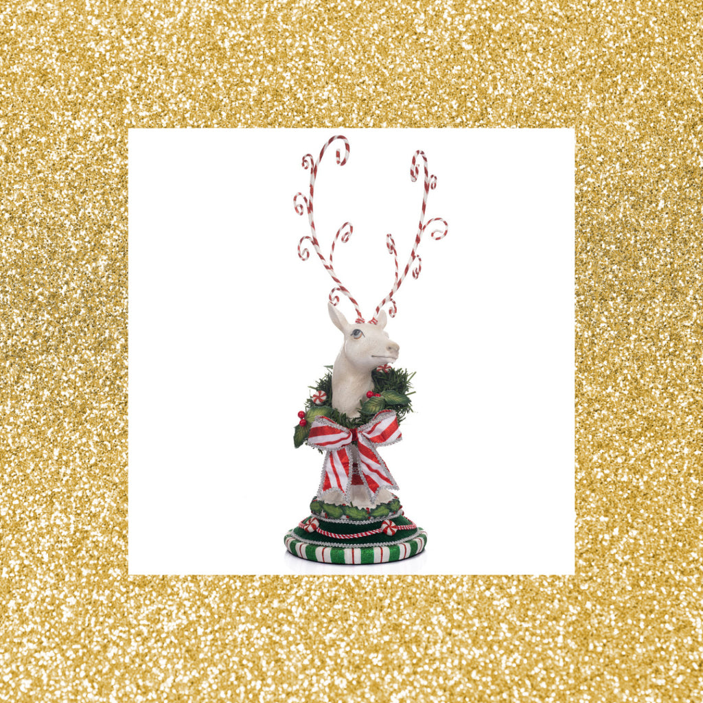 Katherine's Collection Peppermint Palace Deer Head with Wreath
