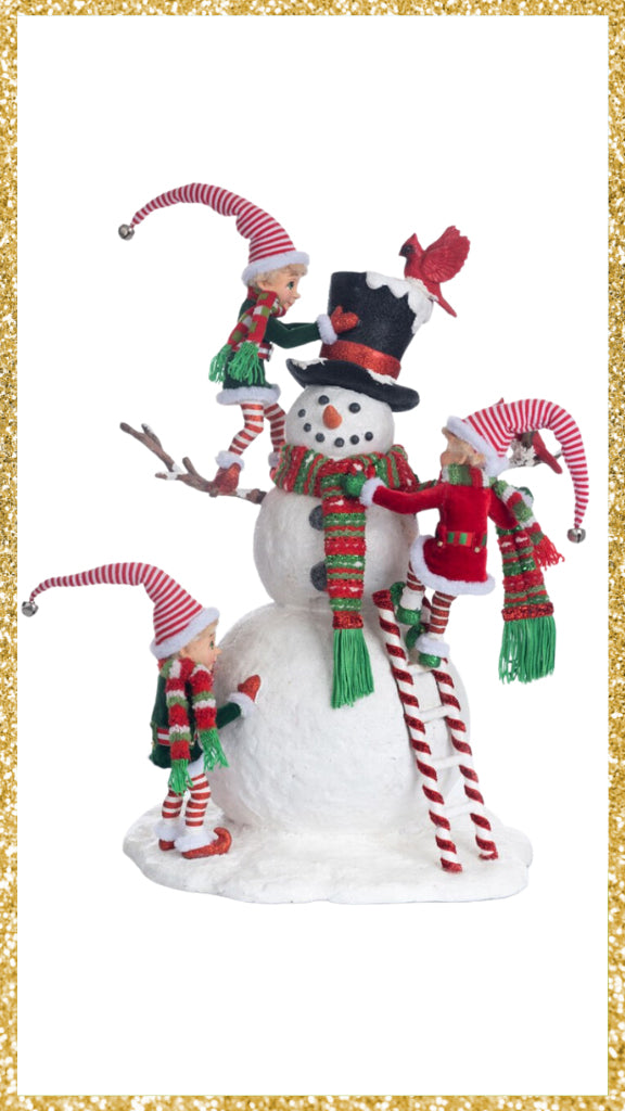 Katherine's Collection Peppermint Palace Elves and Snowman