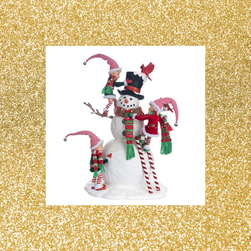 Katherine's Collection Peppermint Palace Elves and Snowman