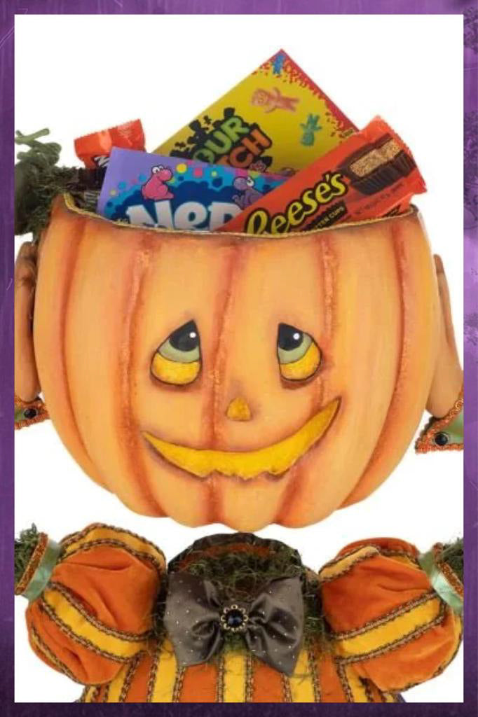 Katherine's Collection Halloween Decor Percy Pumpkin Head Candy Bowl