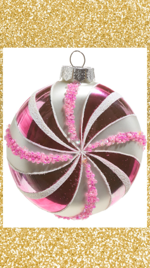 Pink Peppermint Ornament 4" Pink Christmas Ornament
