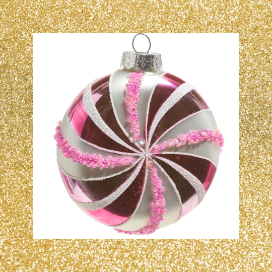 Pink Peppermint Ornament 4" Pink Christmas Ornament