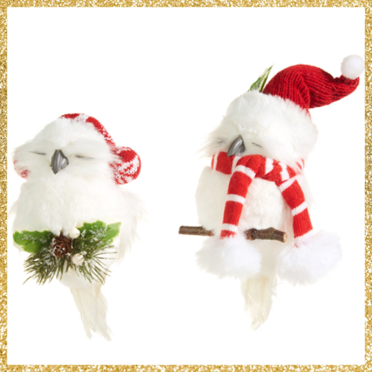 Cozy Owl Christmas Ornaments Set of 2 Christmas Owl Ornaments