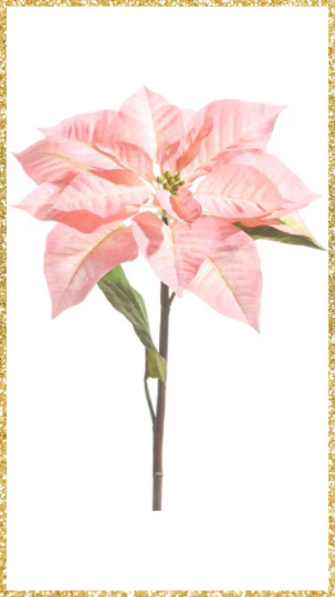 Pink and Red Poinsettia Stem 24.5" Pink and Red Christmas Floral Stem