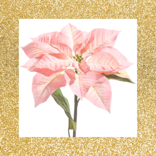 Pink Poinsettia Stem 24.5" Artificial Christmas Floral Stem
