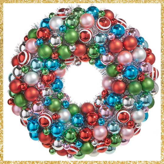 Vintage Ornament Wreath 19.5" Vintage Christmas Wreath